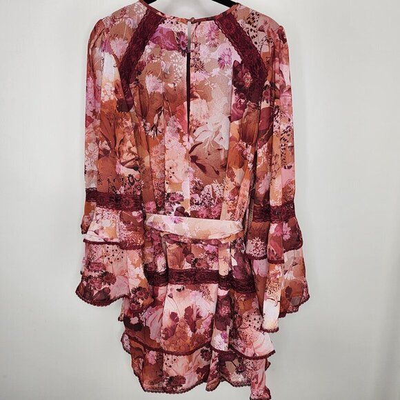 NWT BHLDN Camila Long Sleeve Chiffon Mini Dress Pink Medium - Picture 9 of 16